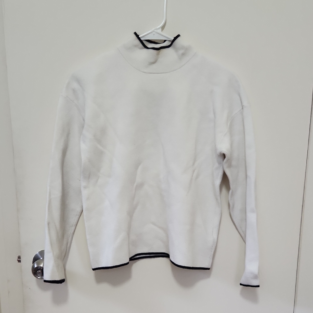 Anthropologie White Mock Neck Sweater